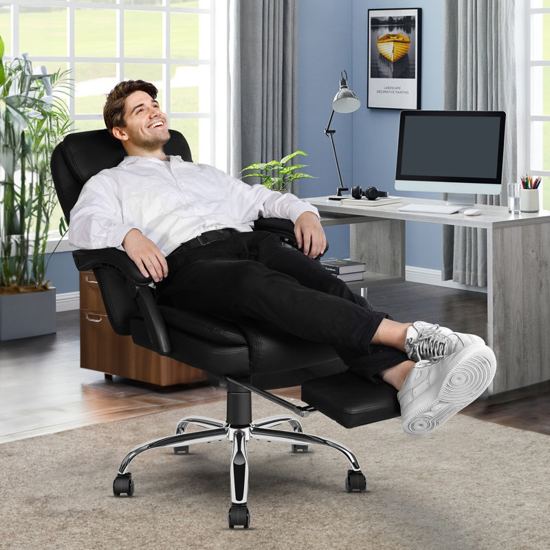 Fauteuil de massage vibrant à 6 points avec fonction chauffante, repose-pieds et hauteur réglable, Noir