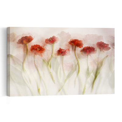 Tulipes rouges oniriques - Illustration abstraite et éthérée de tulipes rouges - Art mural nature