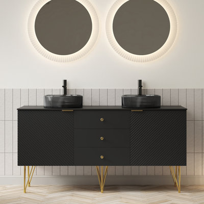 Meuble-lavabo autoportant en contreplaqué Gema 