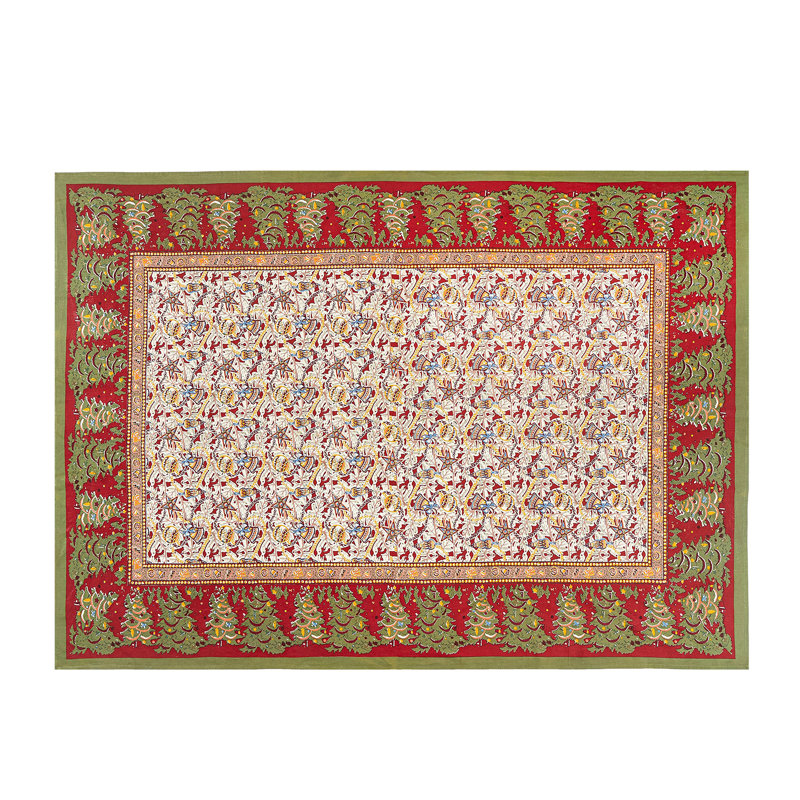 Noel Red and Green Handmade Floral Tablecloth 71x128