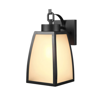 1-Light Matte Black Outdoor Wall Sconce with Frosted Glass