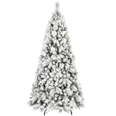 7.5ft Christmas Tree With 1252 Tips, Snow - Laden & Hard Needle Branches, Hinged System For Fast Setup, Reliable Metal Stand Seasonal Spaces Flocked Holiday Centerpiece Snowy Design Effortless Solid