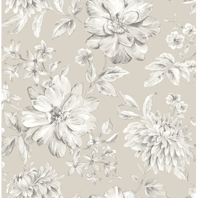 Papier peint floral Gabriela Champagne