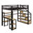 Full Size Metal Loft Bed With Staircase,Full-Length Guardrails,A Built-In Desk And Shelf,No Box Spring Needed,Noise Free,For Juniors&Adults