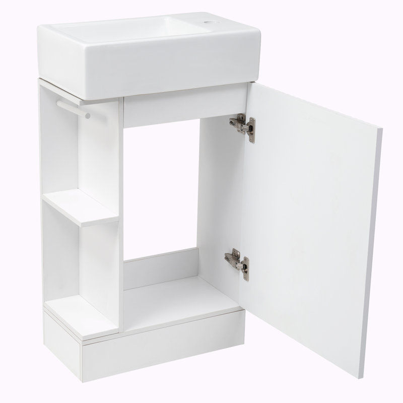 Ensemble de meuble-lavabo simple 18,6 po avec dessus Nekane, Blanc