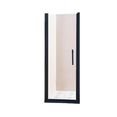 34-35.5 Inches Wide X 75 Inches High Pivot Single-Pivot Shower Door, 1/4-Inch Thick Tempered Clear Glass, Matte Black Aluminum Alloy