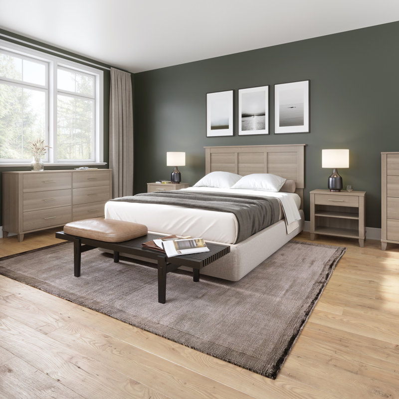 Armoire grande Katia avec meuble télé avec commode Katia, Gris cendré