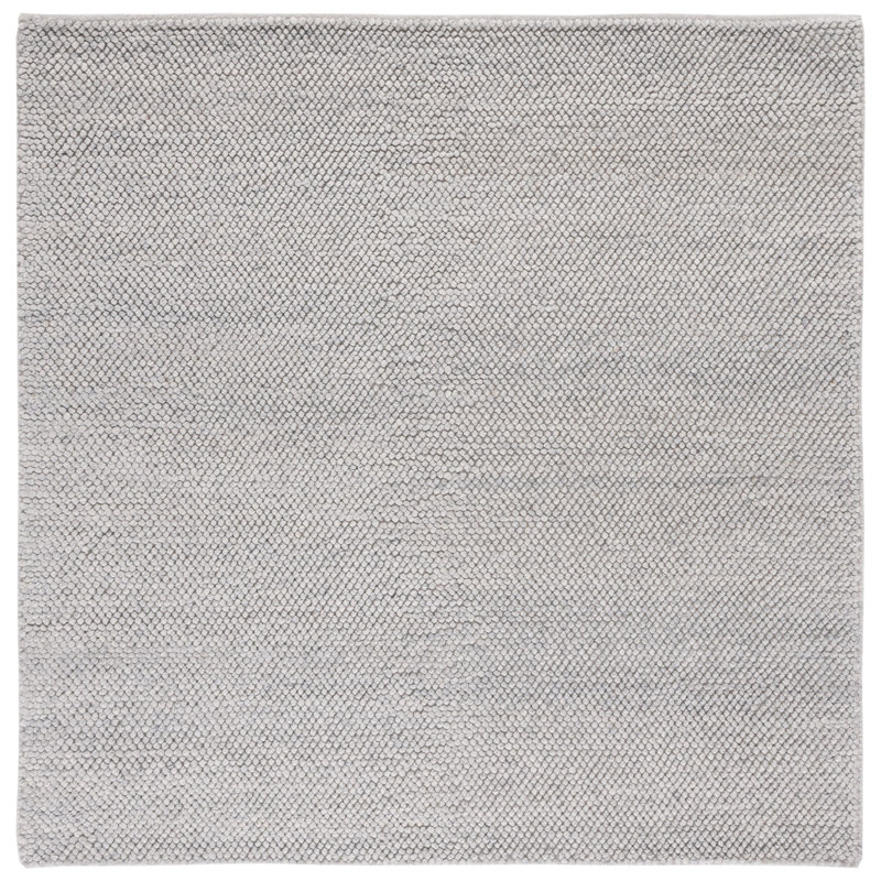 Almus Handmade Tufted Wool Silver Area Rug, Square 4'