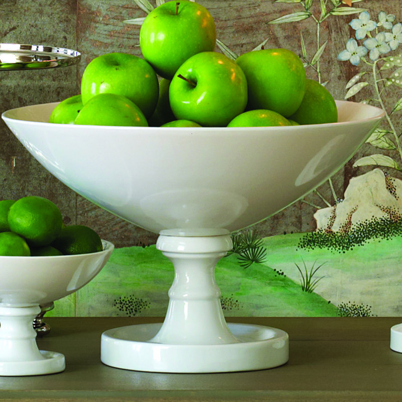 White Pedestal Bowl, Large