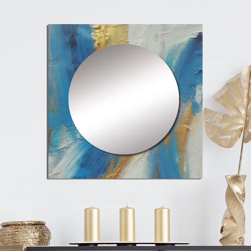 Pavilus - Grand miroir carré abstrait pour décoration murale, 23 po x 23 po