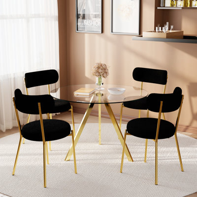 5 - Piece Glass Top Gold Dining Set