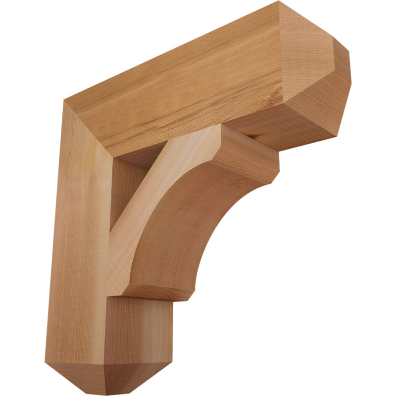 H Wood Bracket/Corbel, Western Red Cedar (Smooth), 14" H x 3.5" W x 14" D