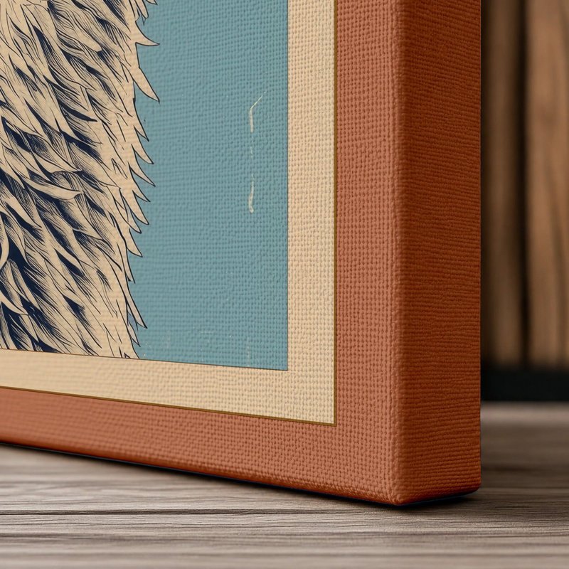 Calm Llama Portrait Minimalist - Wrapped Canvas, 24x16 - 61.0 x 40.6 cm, Terracotta Border