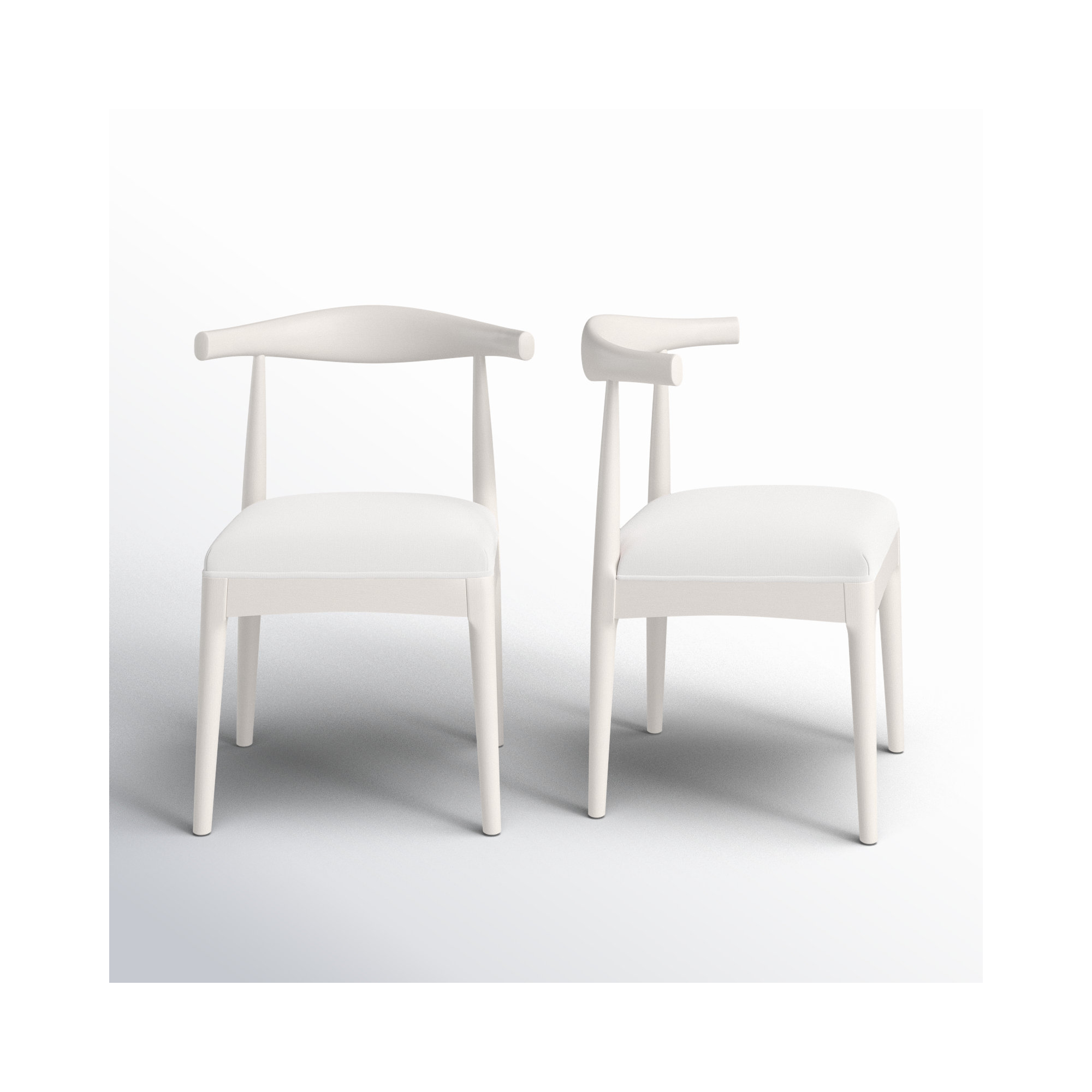 Asheboro Upholstered Wing Back Side Chair, Bleached Wood, Off White Linen