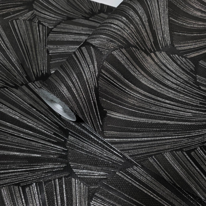 Papier peint texturé en similicuir moderne gris anthracite