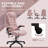 HOMCOM 6 Point Vibrating Massage Office Chair with Heat,Velvet High Back Executive Office Chair with Reclining Backrest,Padded Armrests and Remote,Pink-583046353