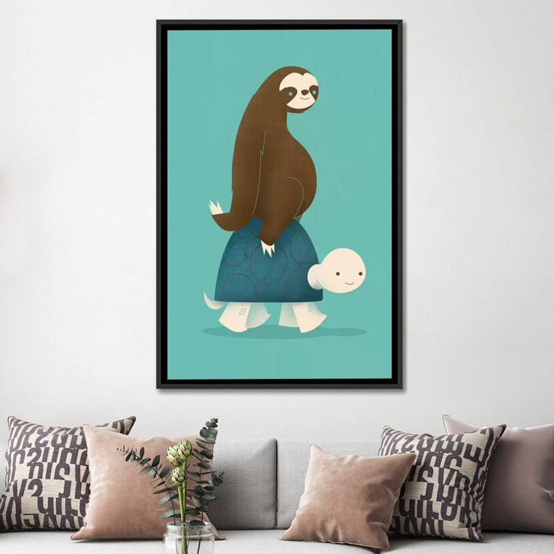 « slowe », impression sur toile, Toile encadrée noire, H 8 po x l 26 po x P 18 po, Pas de tapis