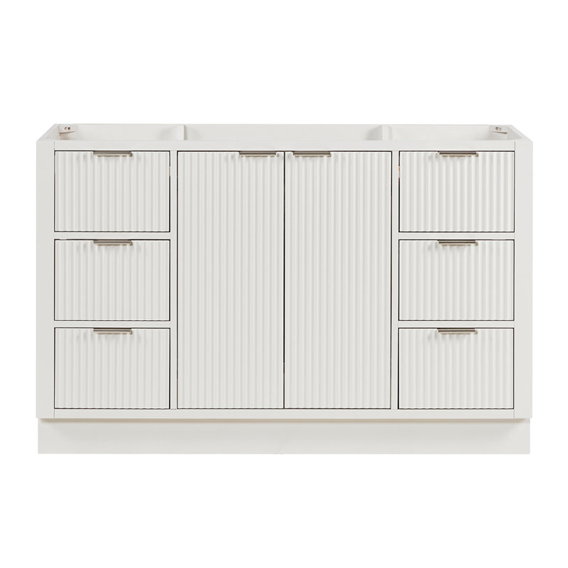Haun 54'' Solid Wood Single Bathroom Vanity Base Only, Base Cabinet without Top in Warm White, Warm White