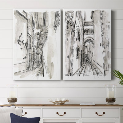 Europe Street Sketches I-Premium Gallery Wrapped Canvas -Ready to Hang