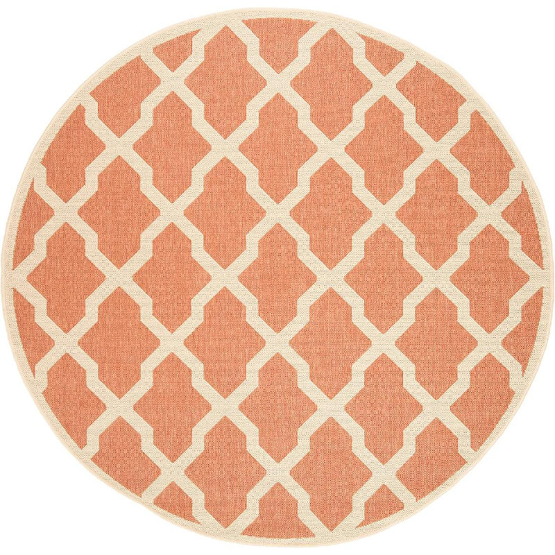 Ferrill Linden 100 Performance Geometric Indoor/Outdoor Area Rug, Round 6'7"