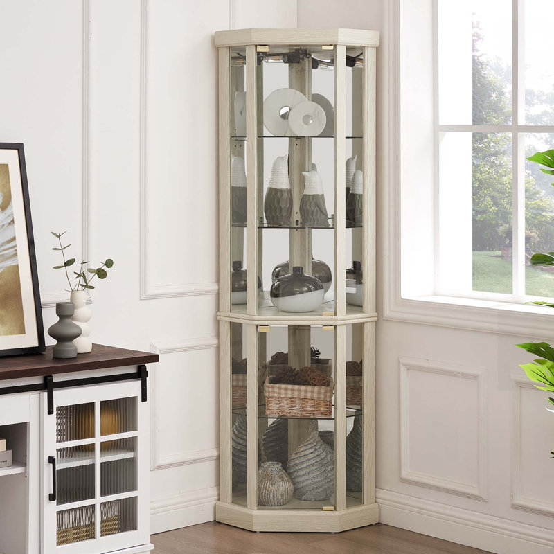 Vitrine d'angle vitrée d'angle pour vitrine d'angle, Blanc antique
