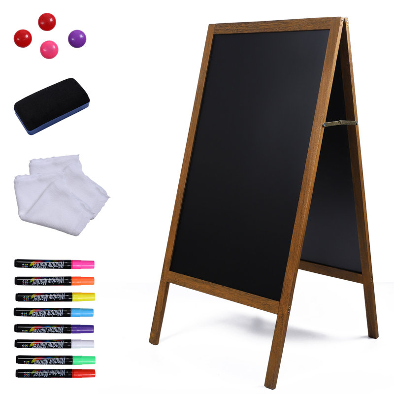 Tableau vertical à cadre vertical, panneau en bois surdimensionné en forme de A avec accessoires, pour restaurants, affaires, mariages, Noël, etc.