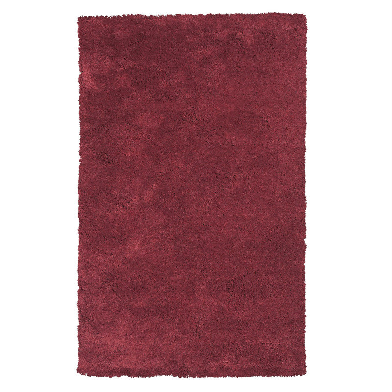 Tapis rouge tissé à la main Derron, Rectangle 3 pi 3 po x 5 pi 3 po