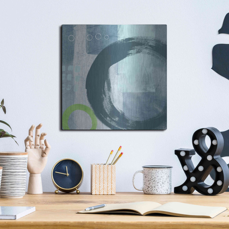 «Blue Circles II» par Linda Woods, H 12 po x l 12 po