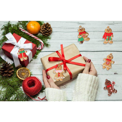 12 pièces d'ornements d'homme de pain d'épice pour arbre de Noël, assortiment de figurines de pain d'épice en plastique, décorations suspendues pour arbre de Noël, hauteur de 3 pouces