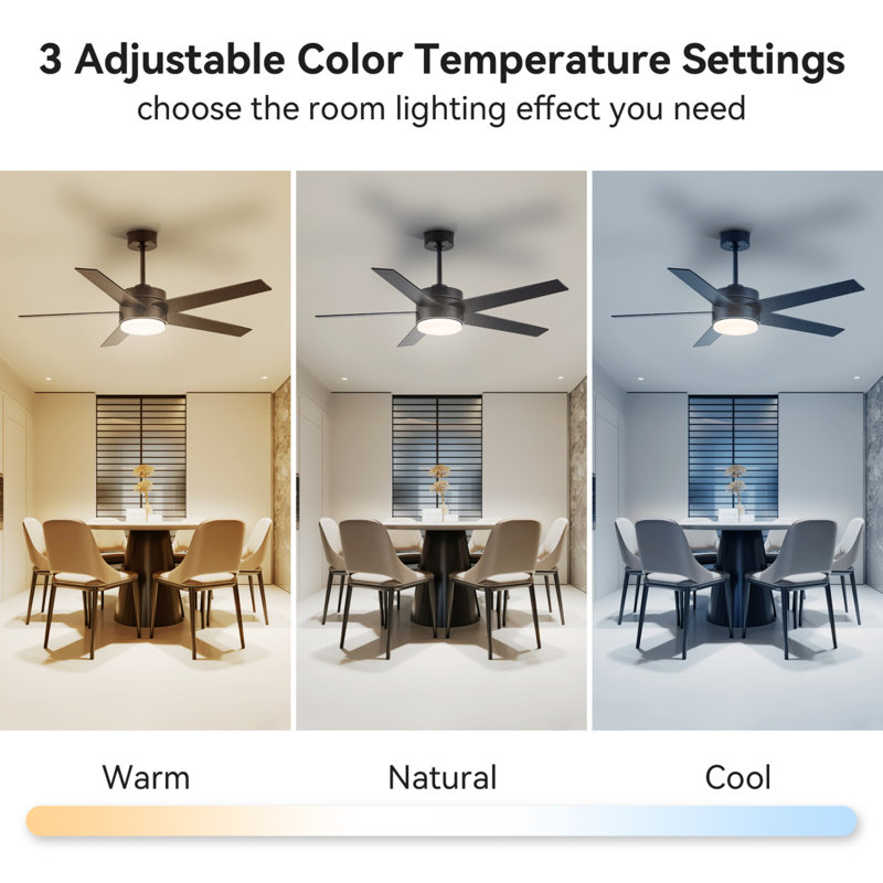 52 In. Modern Ceiling Fan With Light And Remote Control
