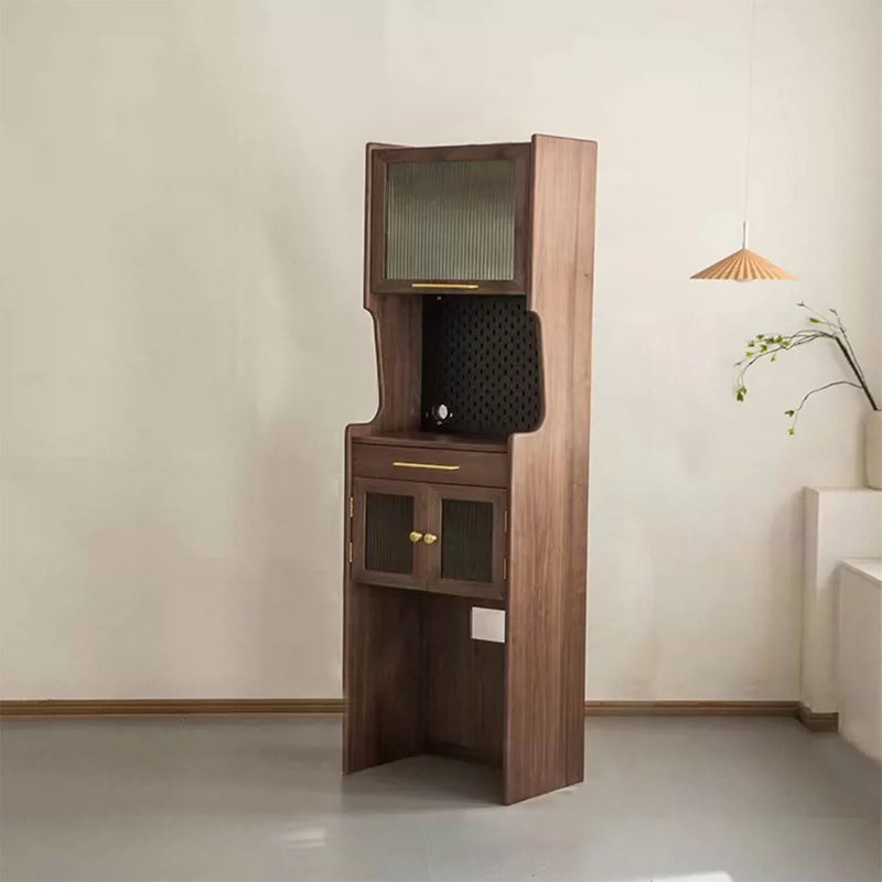 Nordic Solid Wood Pantry, Narrow Wall-Mounted High Cabinet.