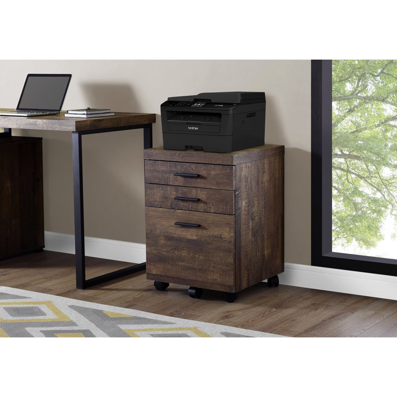 Classeur brun moderne - avec roulettes et grand espace intérieur pour bureau mobile avec glissières de tiroir
