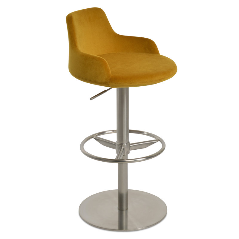 Tabouret pivotant à hauteur réglable, Brossé, Blanc