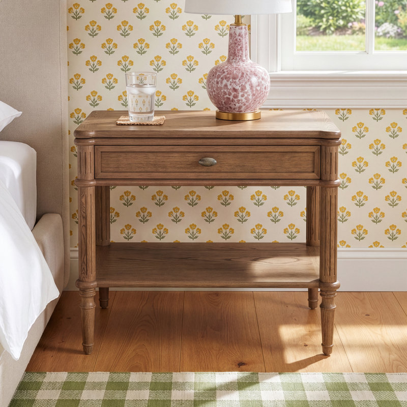 Susie 32'' W Solid Wood Nightstand, Toasted Oak Veneer