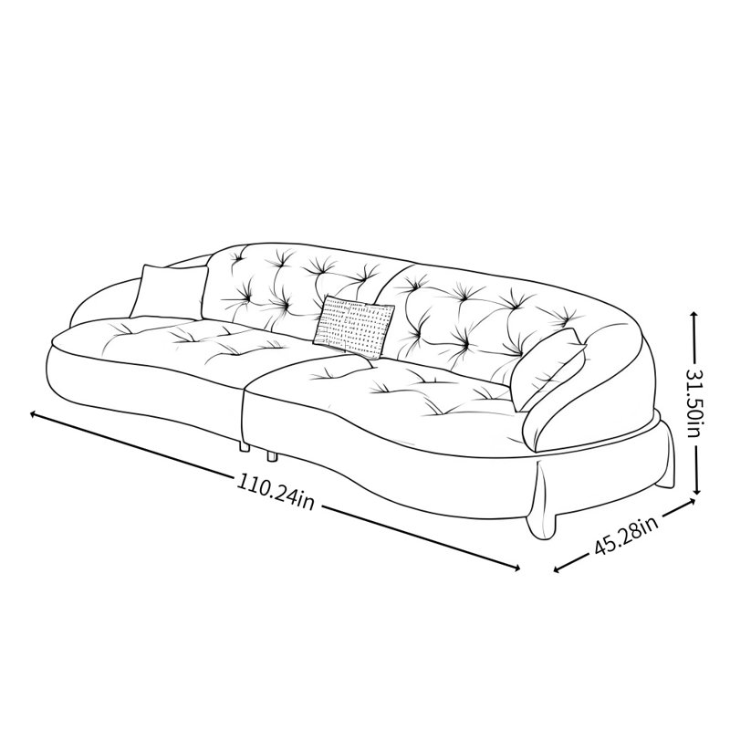 Canapé de salon Simple Design rétro, Couleur caramel, 4, H 31,5 po x l 110,24 po x P 45,28 po