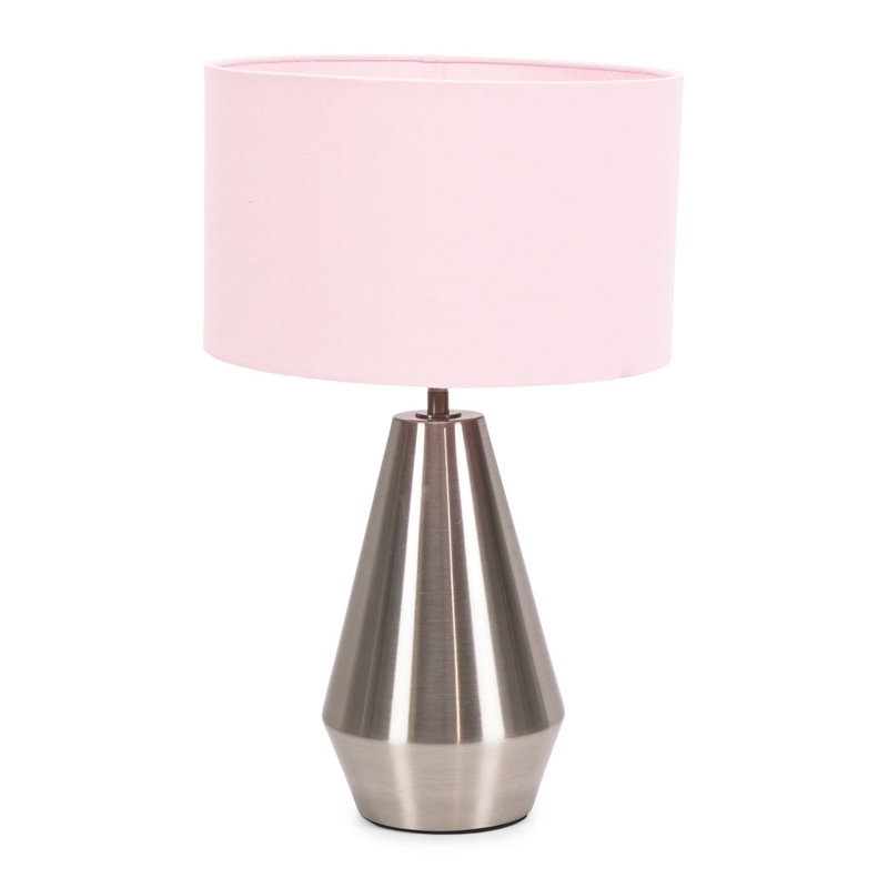 Metal Table Lamp, Blush Pink, Silver
