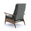 Fauteuil inclinable Saugus en tissu anthracite avec accoudoirs en bois de châtaignier