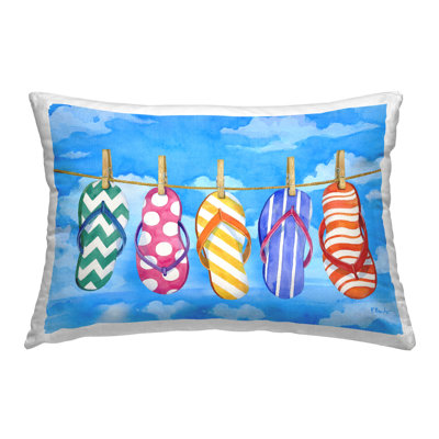 Flip Flops on Clothesline Decorative Printed Throw Pillow Design by Paul Brent