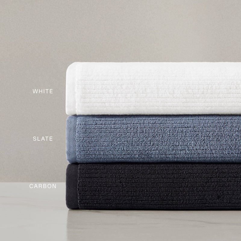 Egyptian Cotton Ribbed Towels, Carbon, Hand Towel