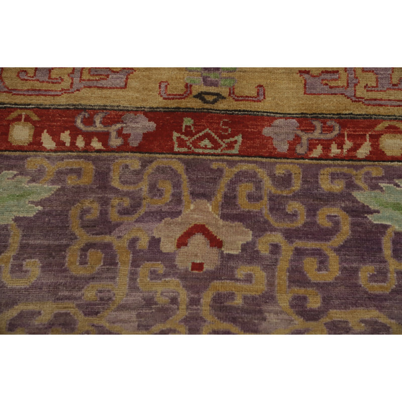 Tapis oriental à motif végétal colorant Art Deco 12 x 16