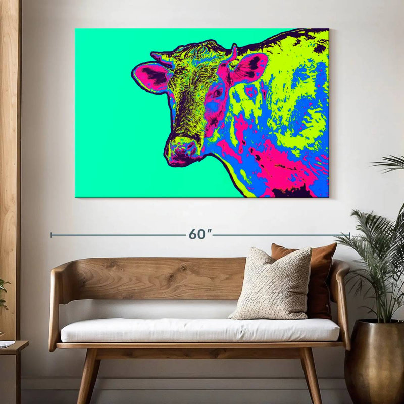 Vache au néon, H 34 po x l 51 po