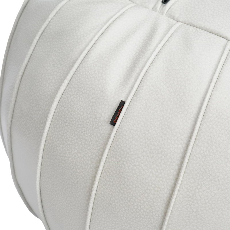 Cohill Upholstered Pouf, Beige Faux Leather
