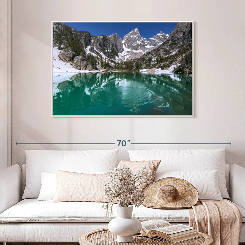 Delta Lake Grand Teton, Cadre flottant blanc, 46 po x 31 po
