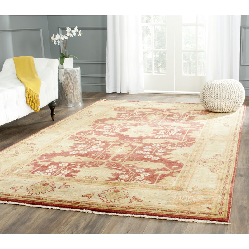 Hand-knotted Oushak oriental wool rug, Rectangle 6 pi x 9 pi