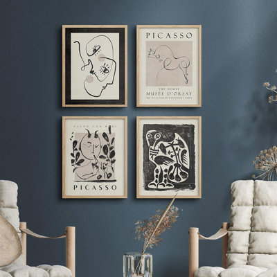 " Pablo Picasso Portrait And Plant Duotone Variety Vintage Master Artist Bathroom Decor Office " 4 - Pieces