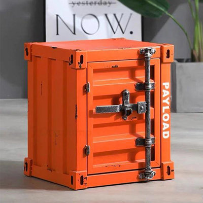 Jearldean Industrial Iron Retro Style Container Side Table With Lock