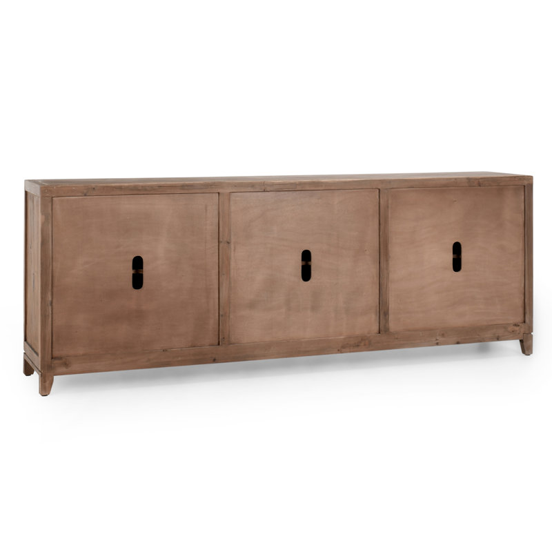 Chestnut Brown Mirrored 6-Door Geometric Sideboard