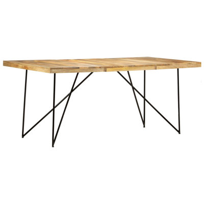 Ancheta Solid Wood Top Metal Base Dining Table