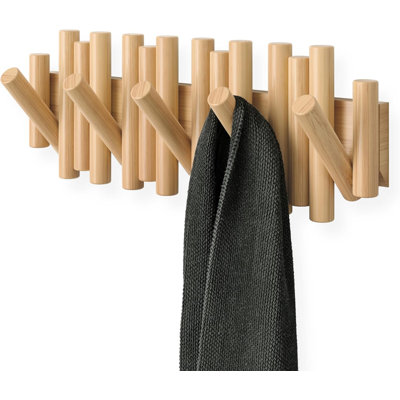 Hanger Wall Hanging -5 Foldable Wooden Cloak Hooks