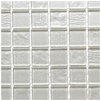 Bellagio Pearl White 1" x 1" Glass Grid Mosaic Wall & Floor Tile